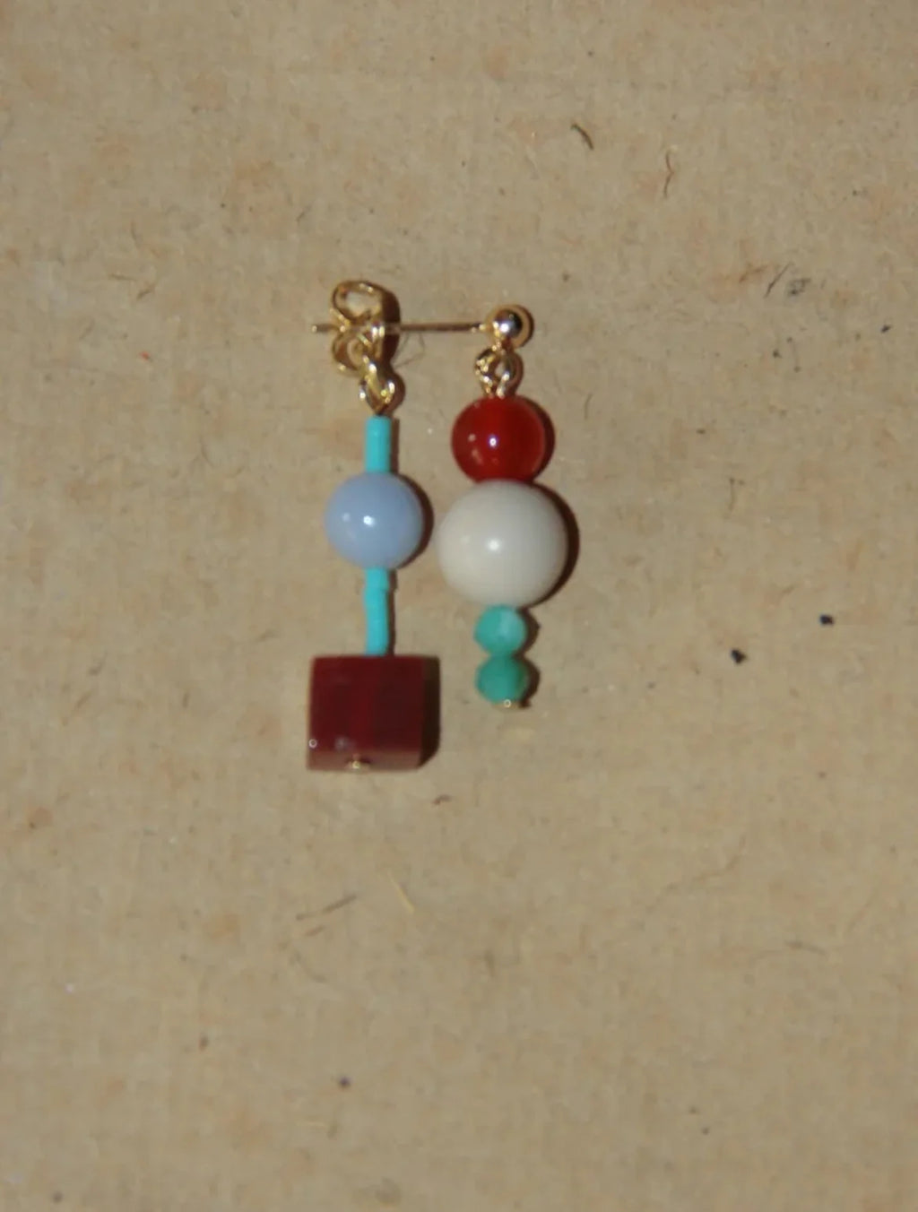 Chinoiserie Multicolor Geometric Beaded Earrings,Lumivault.