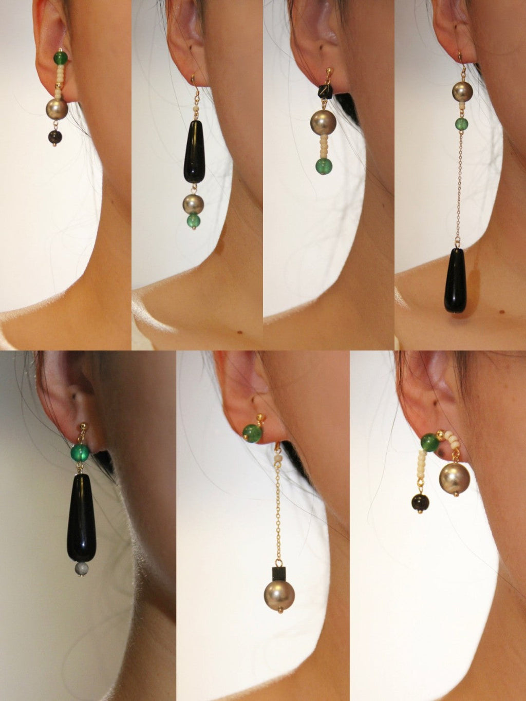 Chinoiserie Natural Agate Pearl Dangle Earrings,Lumivault.
