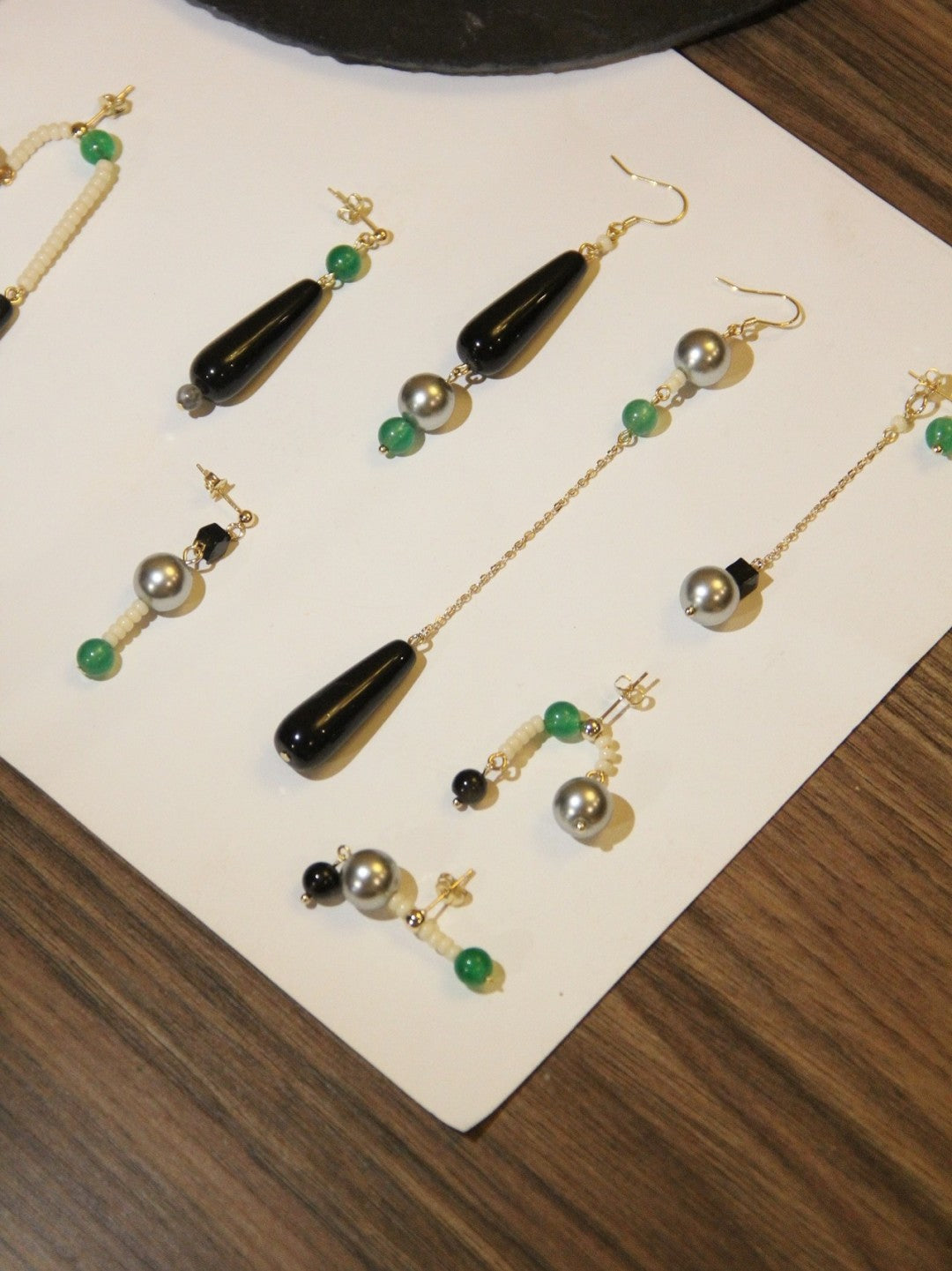 Chinoiserie Natural Agate Pearl Dangle Earrings,Lumivault.