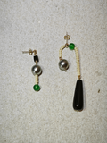Chinoiserie Natural Agate Pearl Dangle Earrings,A / Studs,Lumivault.