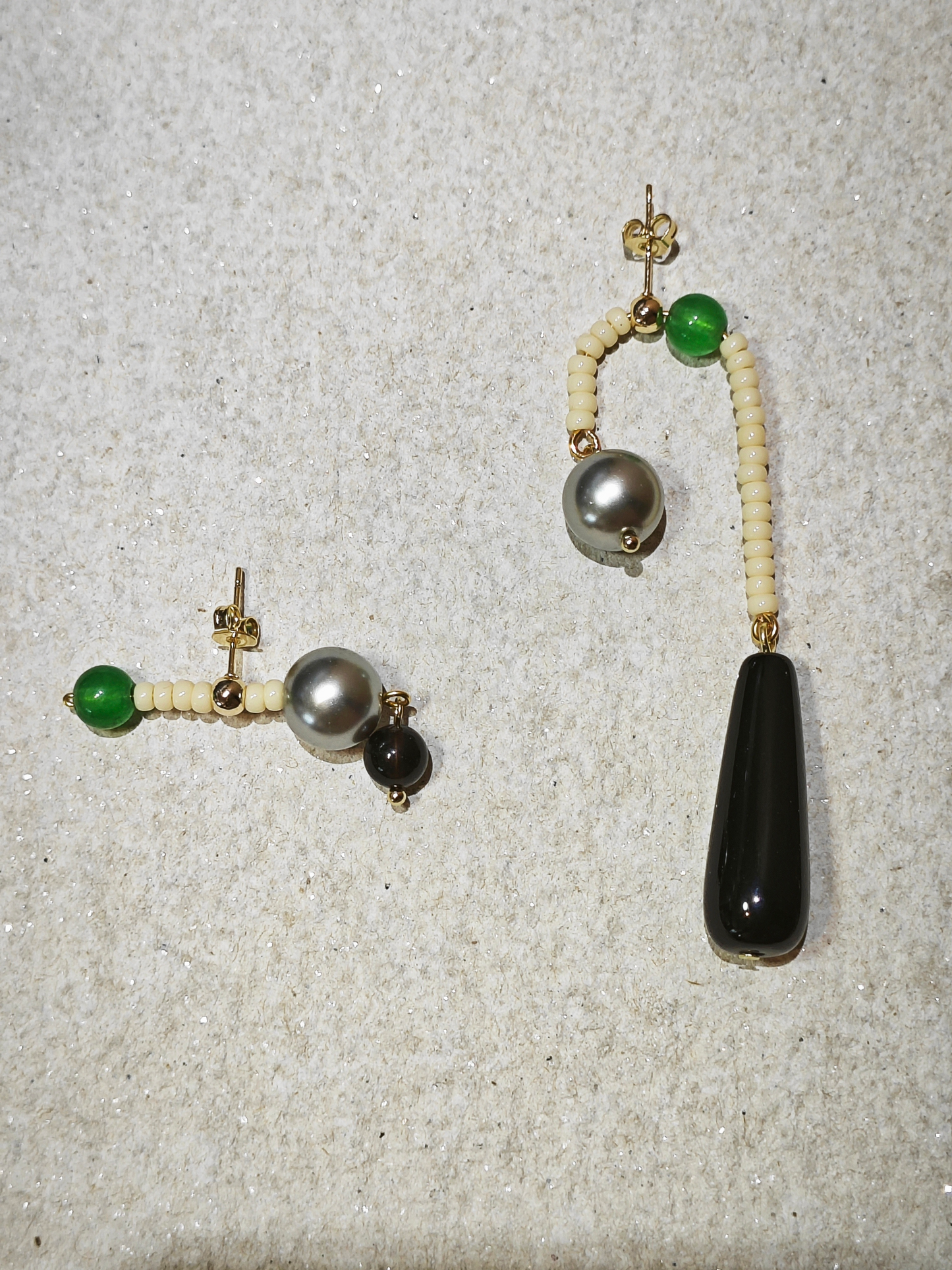 Chinoiserie Natural Agate Pearl Dangle Earrings