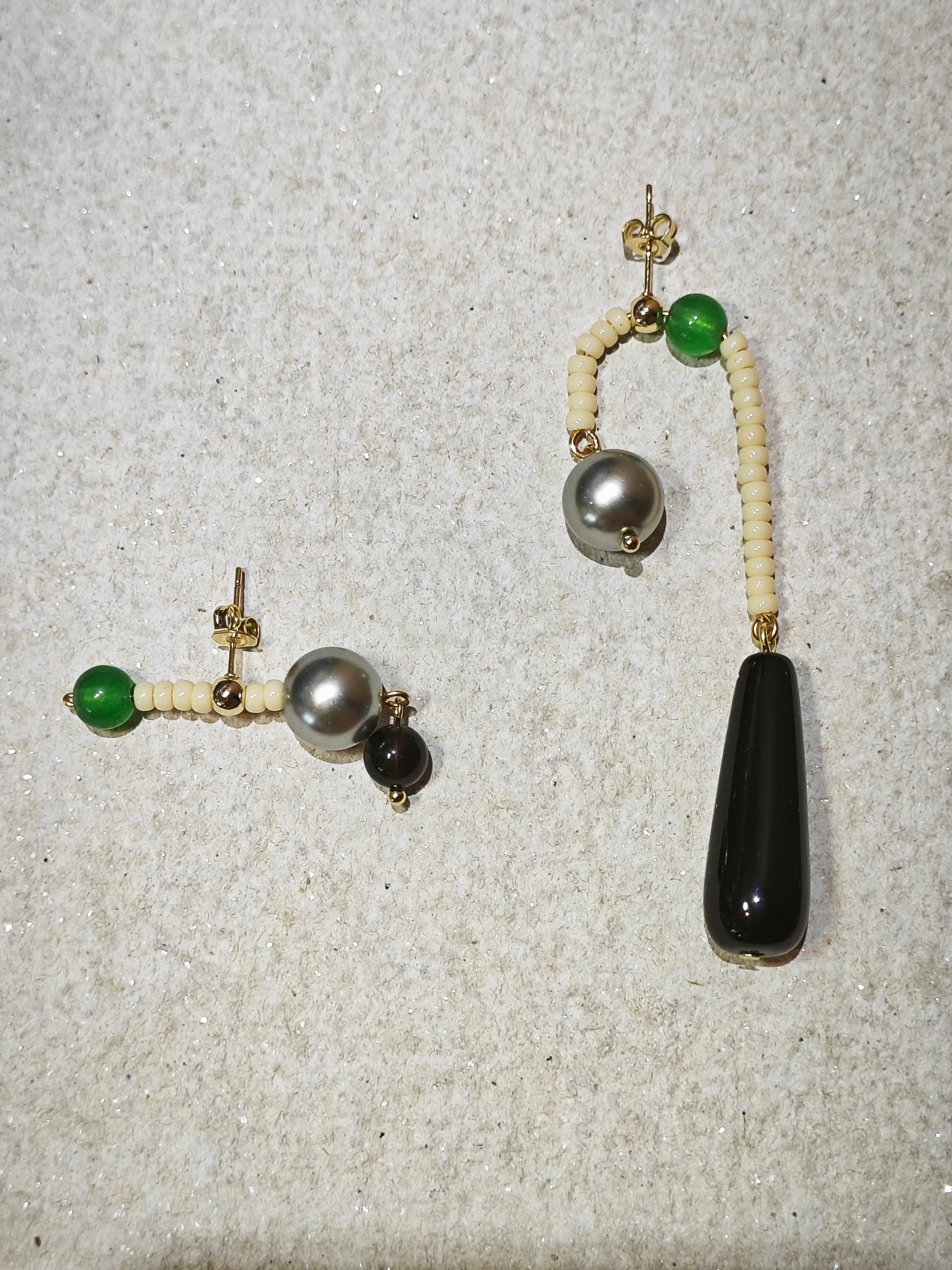 Chinoiserie Natural Agate Pearl Dangle Earrings,C / Studs,Lumivault.
