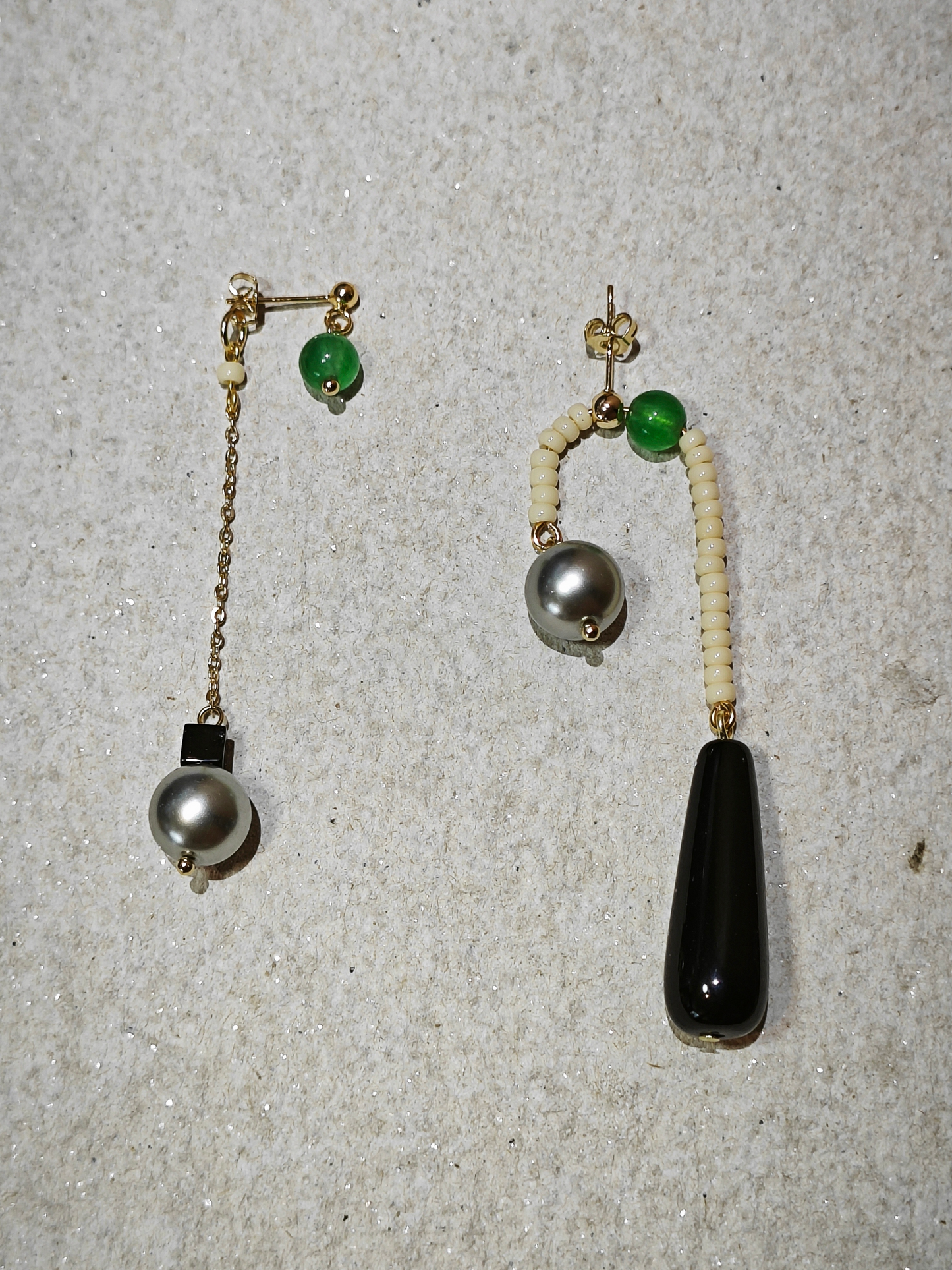 Chinoiserie Natural Agate Pearl Dangle Earrings