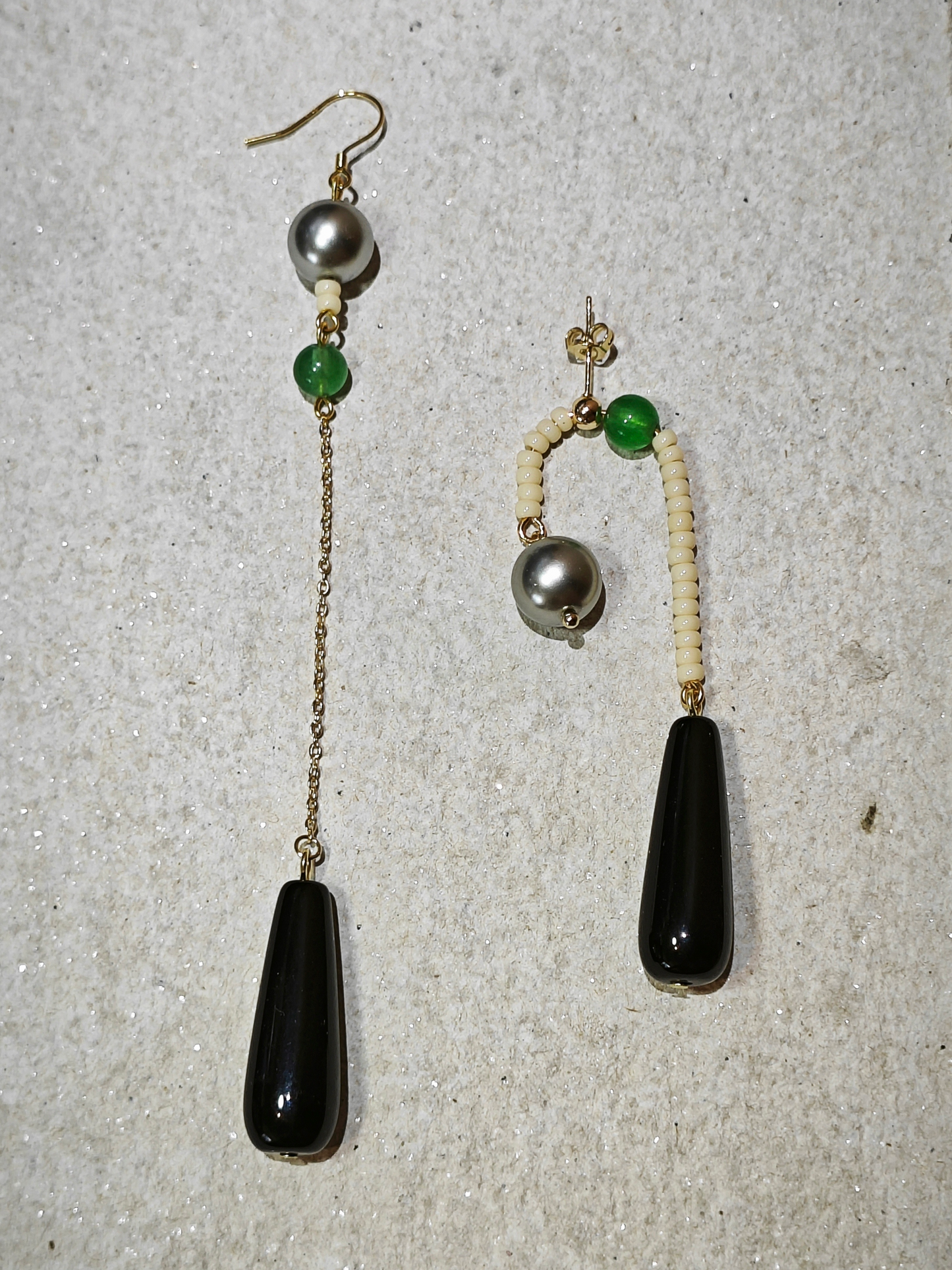 Chinoiserie Natural Agate Pearl Dangle Earrings