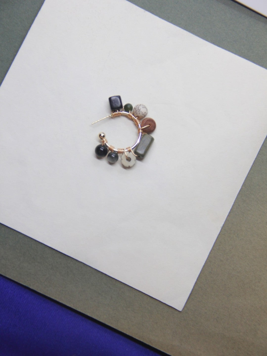 Chinoiserie Natural Bodhi Seeds Hoop Earrings