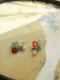 Chinoiserie Natural Jade Agate Bamboo Earrings,Studs / Long+Short,Lumivault.