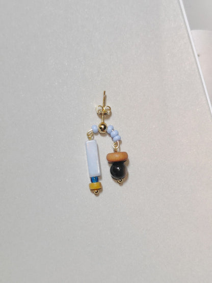 Chinoiserie Natural Jade Asymmetric Red Earrings