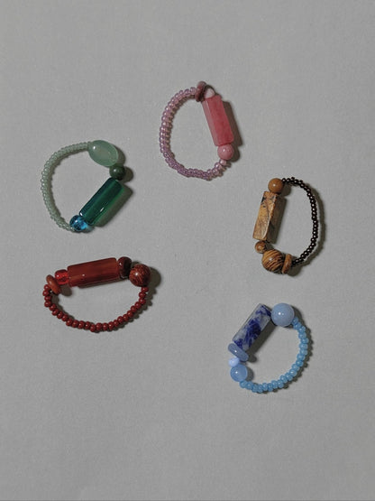 Chinoiserie Natural Jade Beads Ring