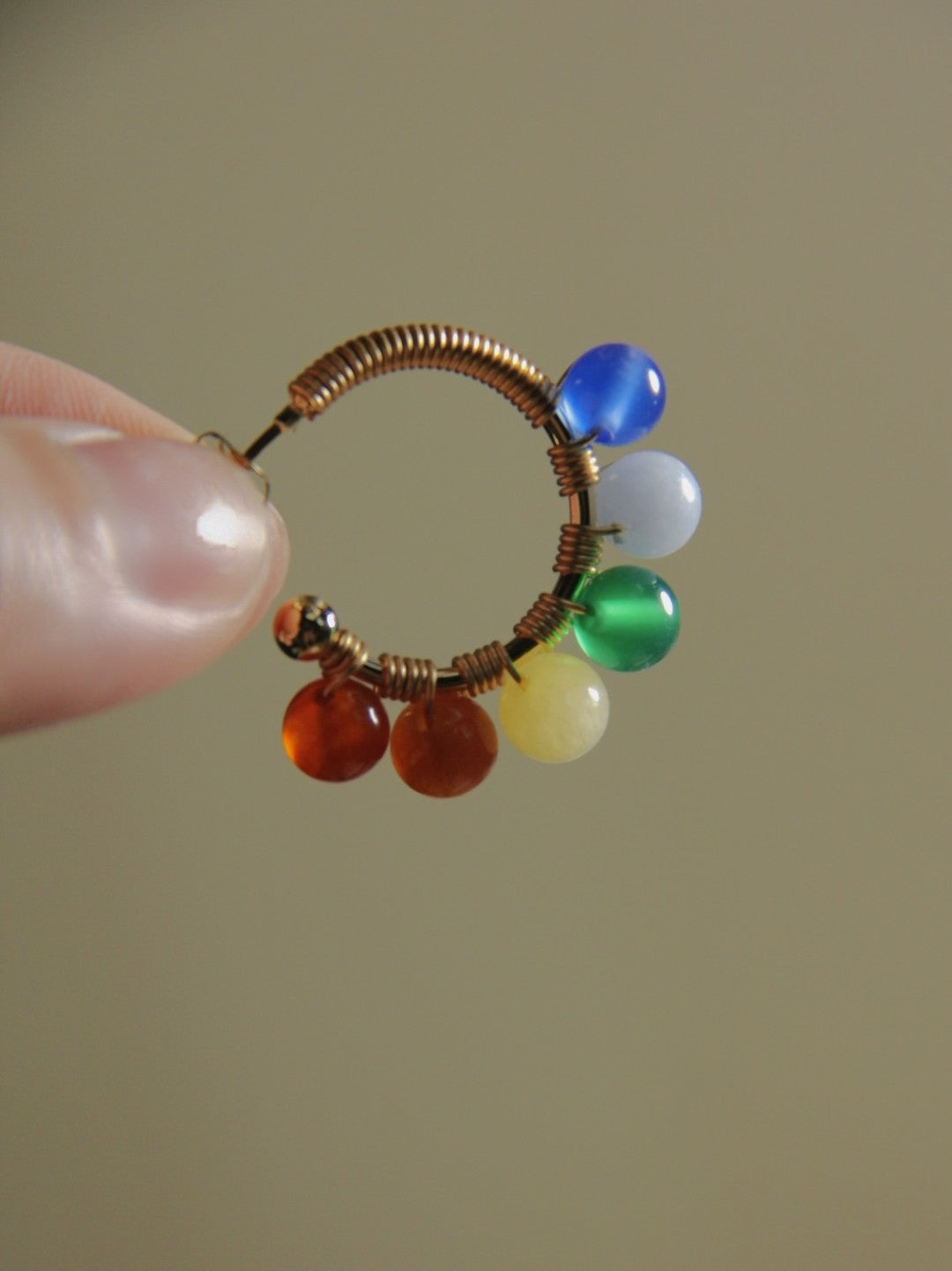 Chinoiserie Natural Jade Colorful Hoop Earrings