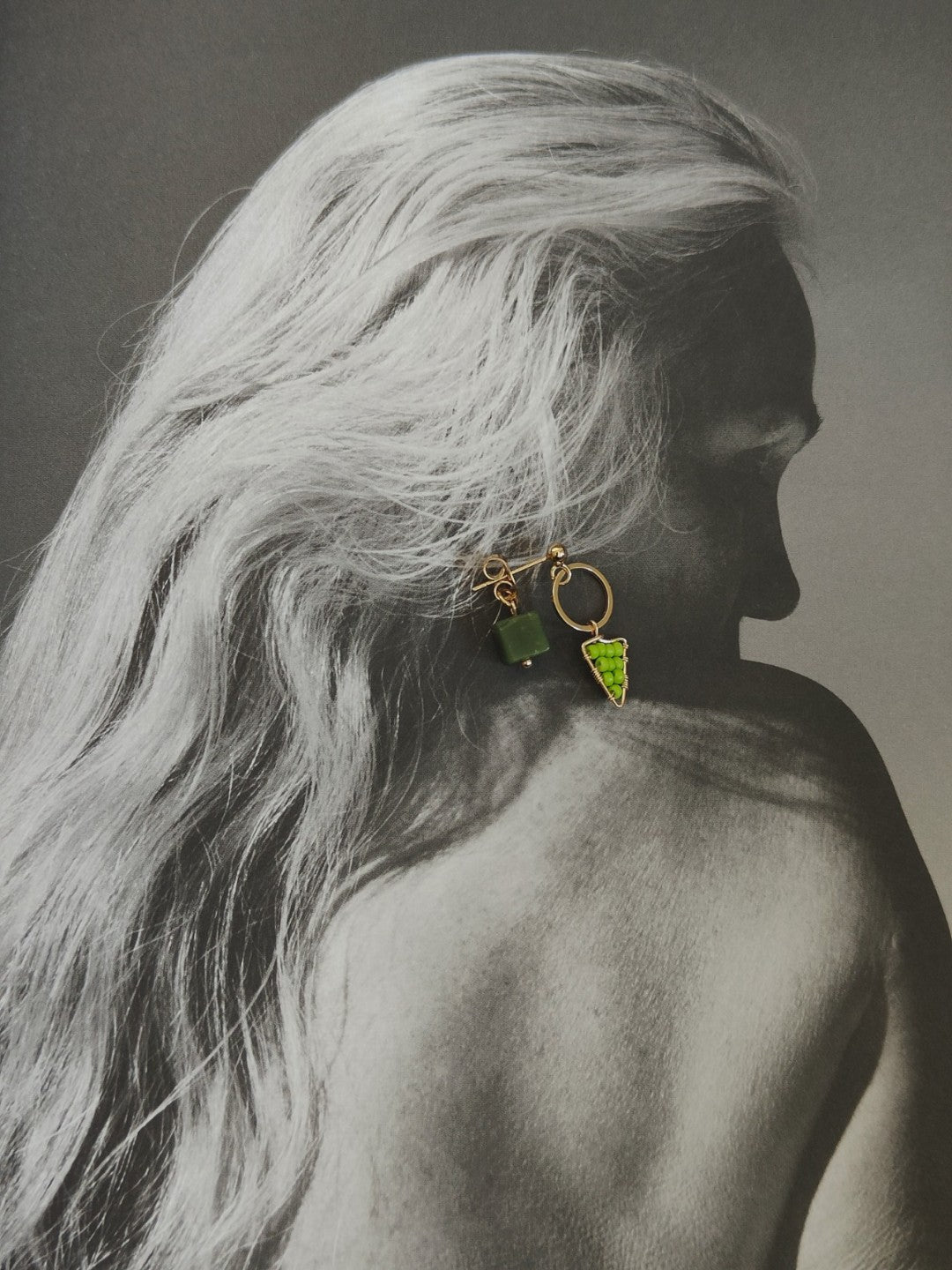 Chinoiserie Natural Jade Green Triangle Earrings,Lumivault.