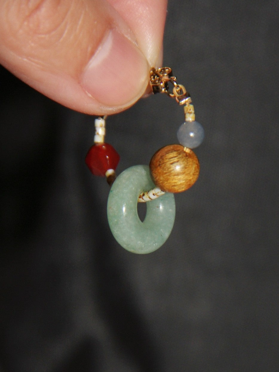 Chinoiserie Natural Jade Hoop Earrings,Lumivault.