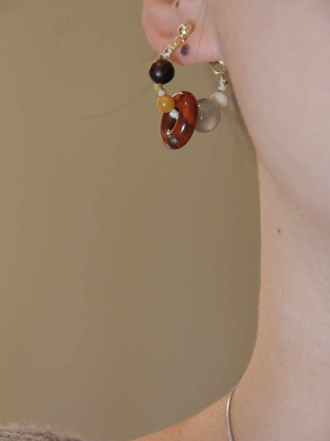 Chinoiserie Natural Jade Hoop Earrings,Lumivault.
