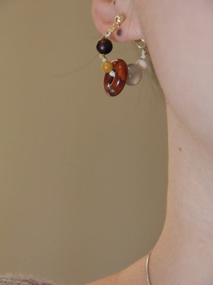 Chinoiserie Natural Jade Hoop Earrings