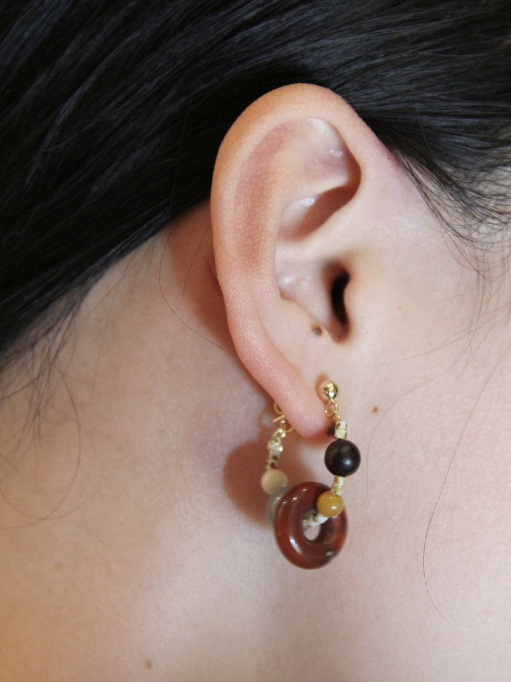 Chinoiserie Natural Jade Hoop Earrings,Lumivault.