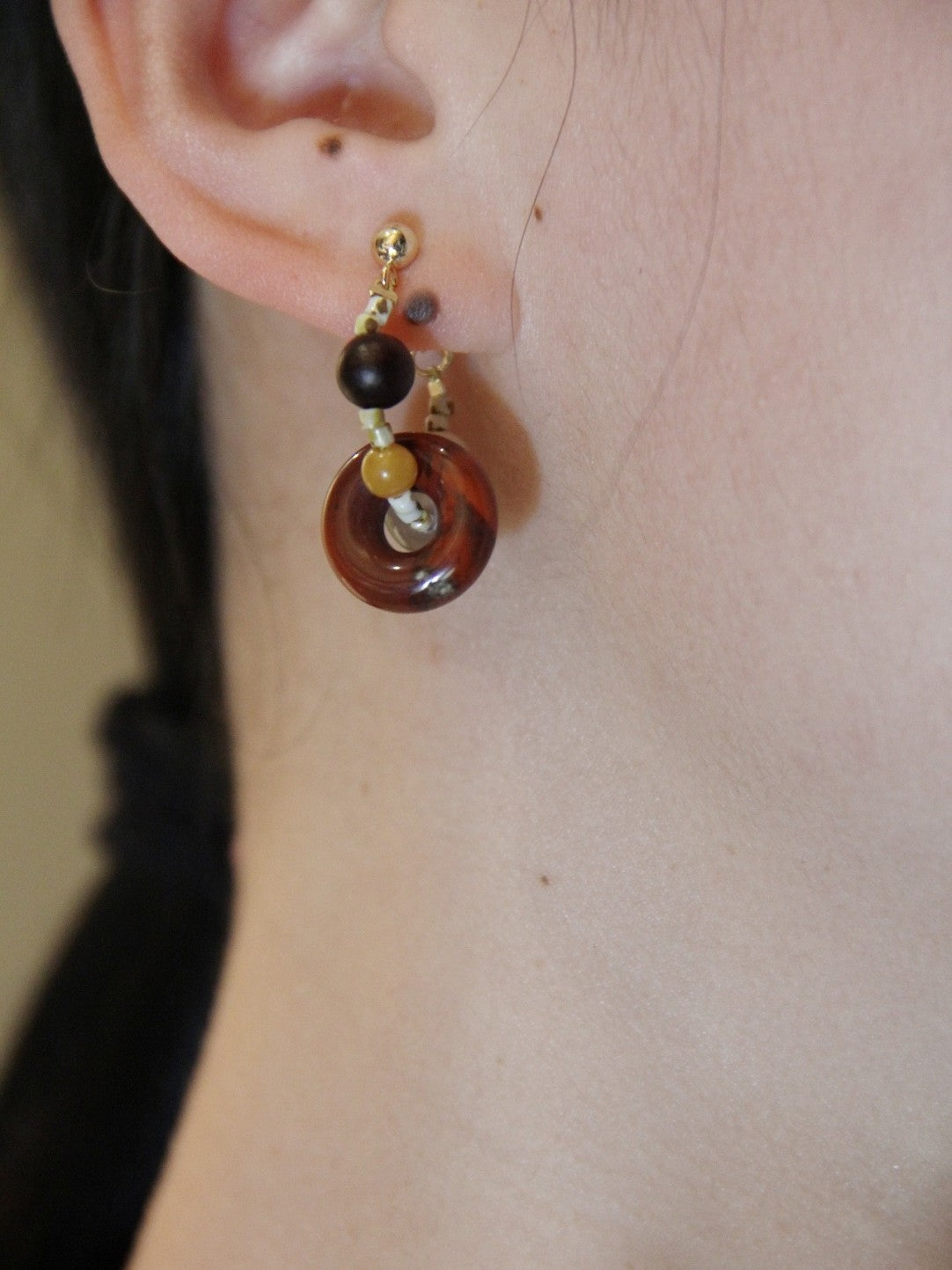 Chinoiserie Natural Jade Hoop Earrings,Lumivault.