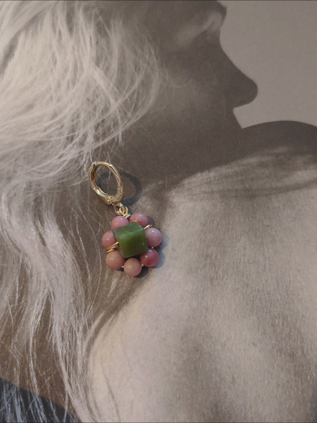 Chinoiserie Natural Jade Huggies Earrings,Lumivault.