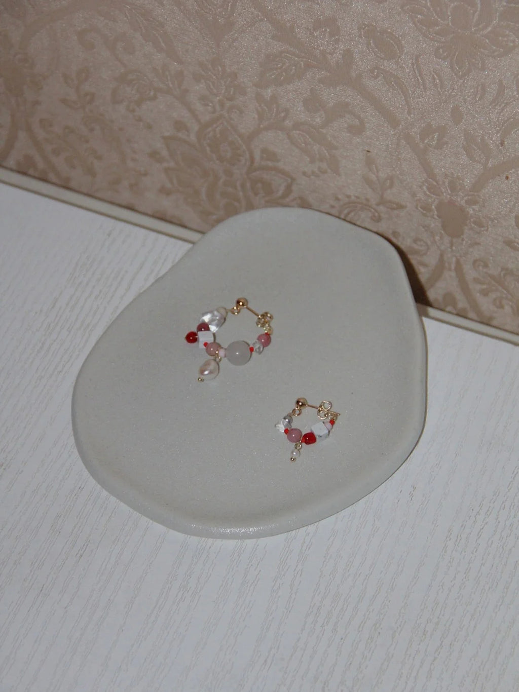 Chinoiserie Natural Jade Pink Ballet Girl Asymmetrical Earrings,Lumivault.