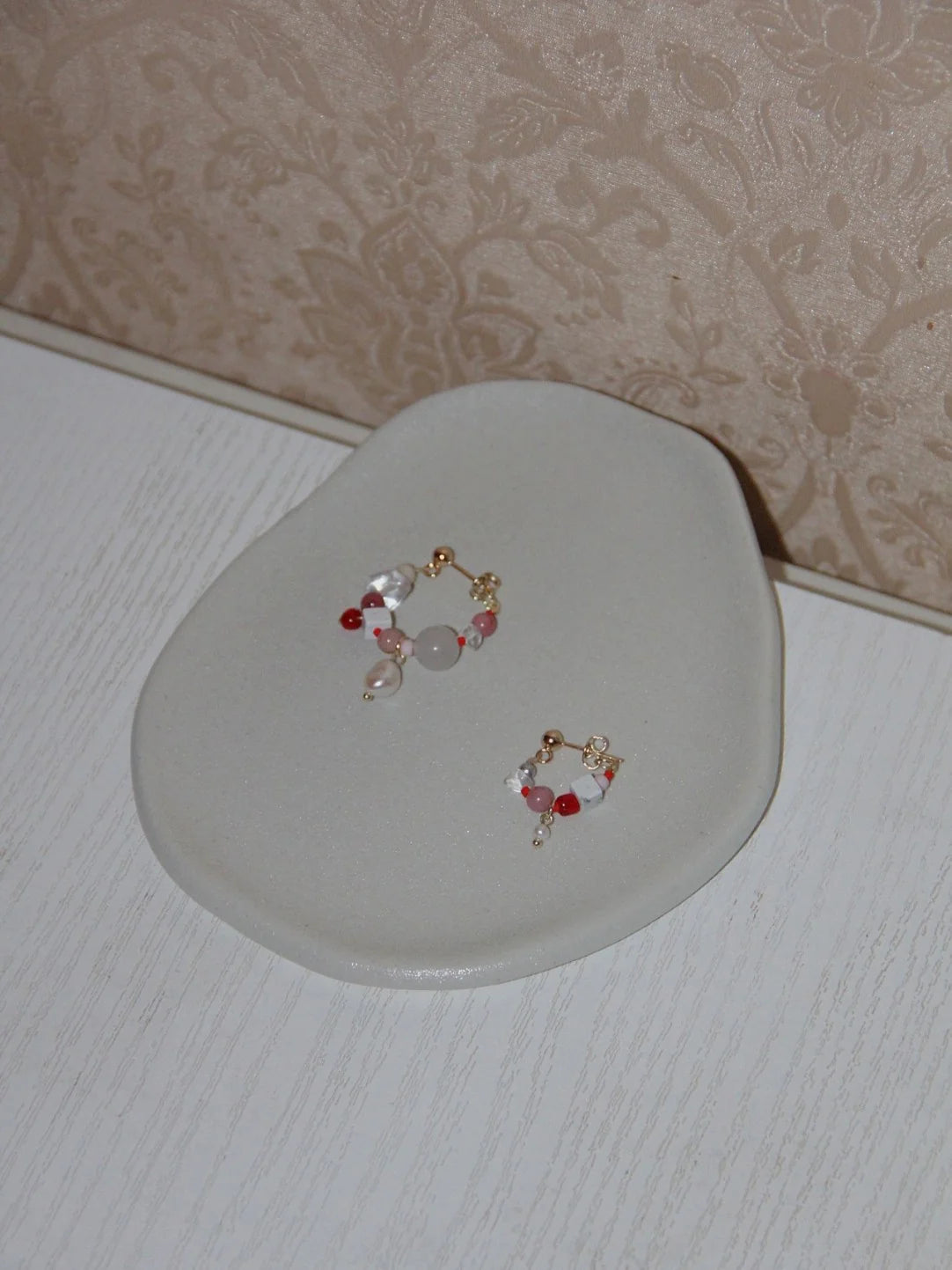 Chinoiserie Natural Jade Pink Ballet Girl Asymmetrical Earrings