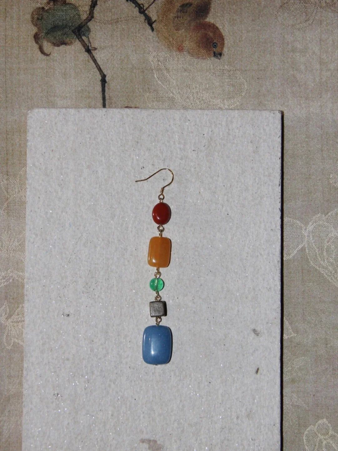Chinoiserie Natural Jade Rainbow Candy Drop Earrings