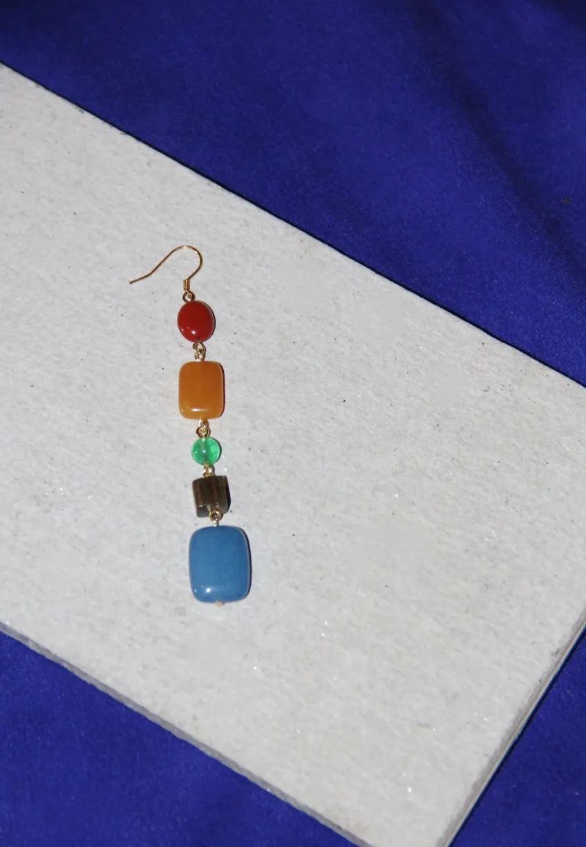 Chinoiserie Natural Jade Rainbow Candy Drop Earrings,Lumivault.
