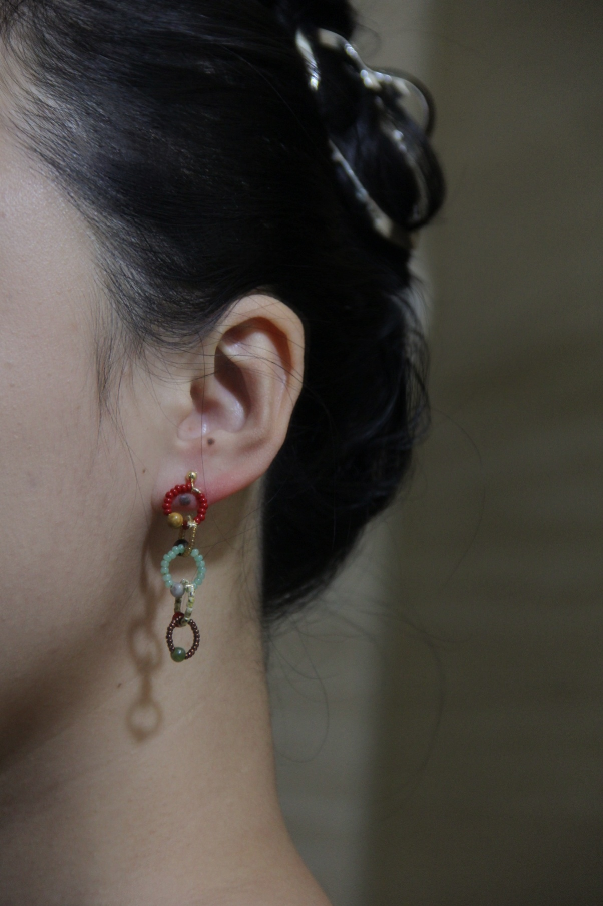 Chinoiserie Natural Jade Red Earrings