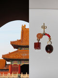 Chinoiserie Natural Jade Red Earrings,Lumivault.