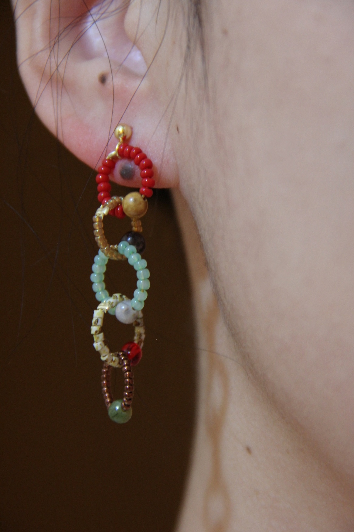 Chinoiserie Natural Jade Red Earrings,Lumivault.