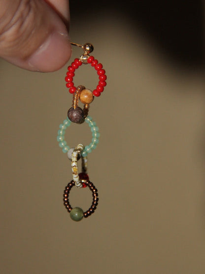 Chinoiserie Natural Jade Red Earrings