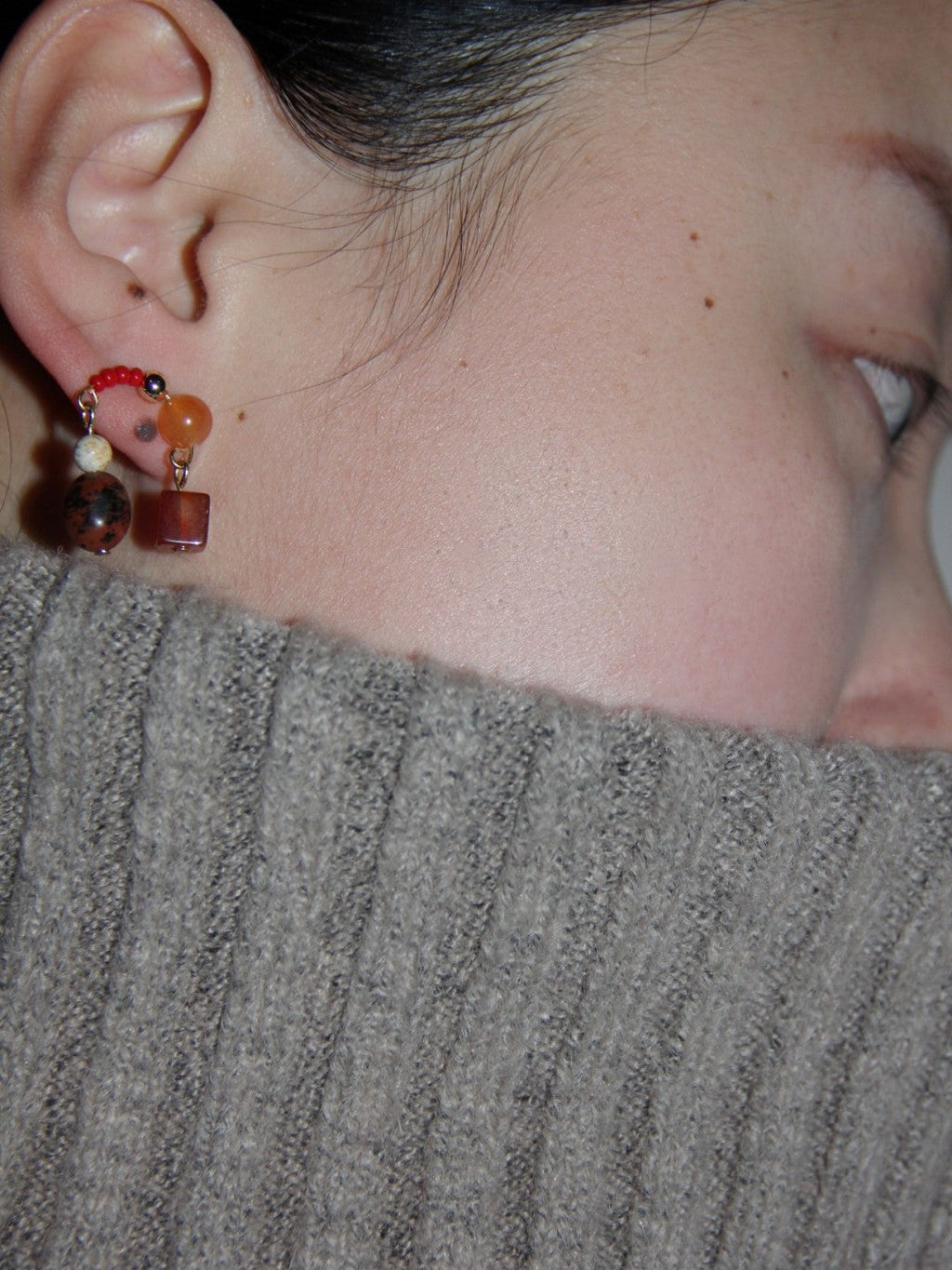 Chinoiserie Natural Jade Red Earrings,Lumivault.