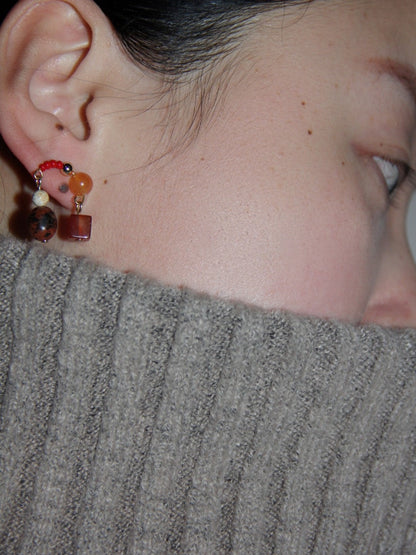 Chinoiserie Natural Jade Red Earrings