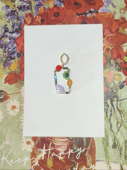 Chinoiserie Natural Jade Square Earrings