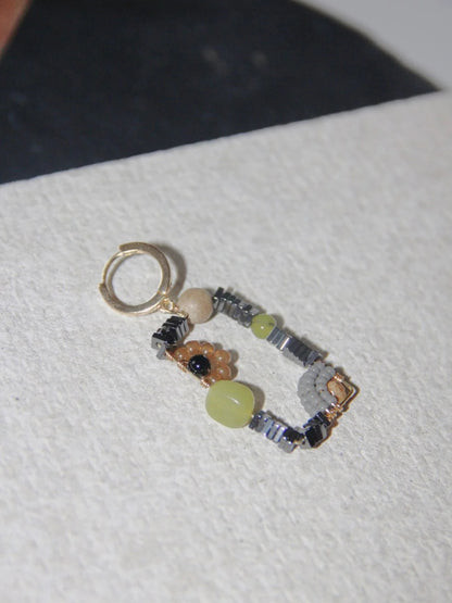 Chinoiserie Natural Jade Square Earrings