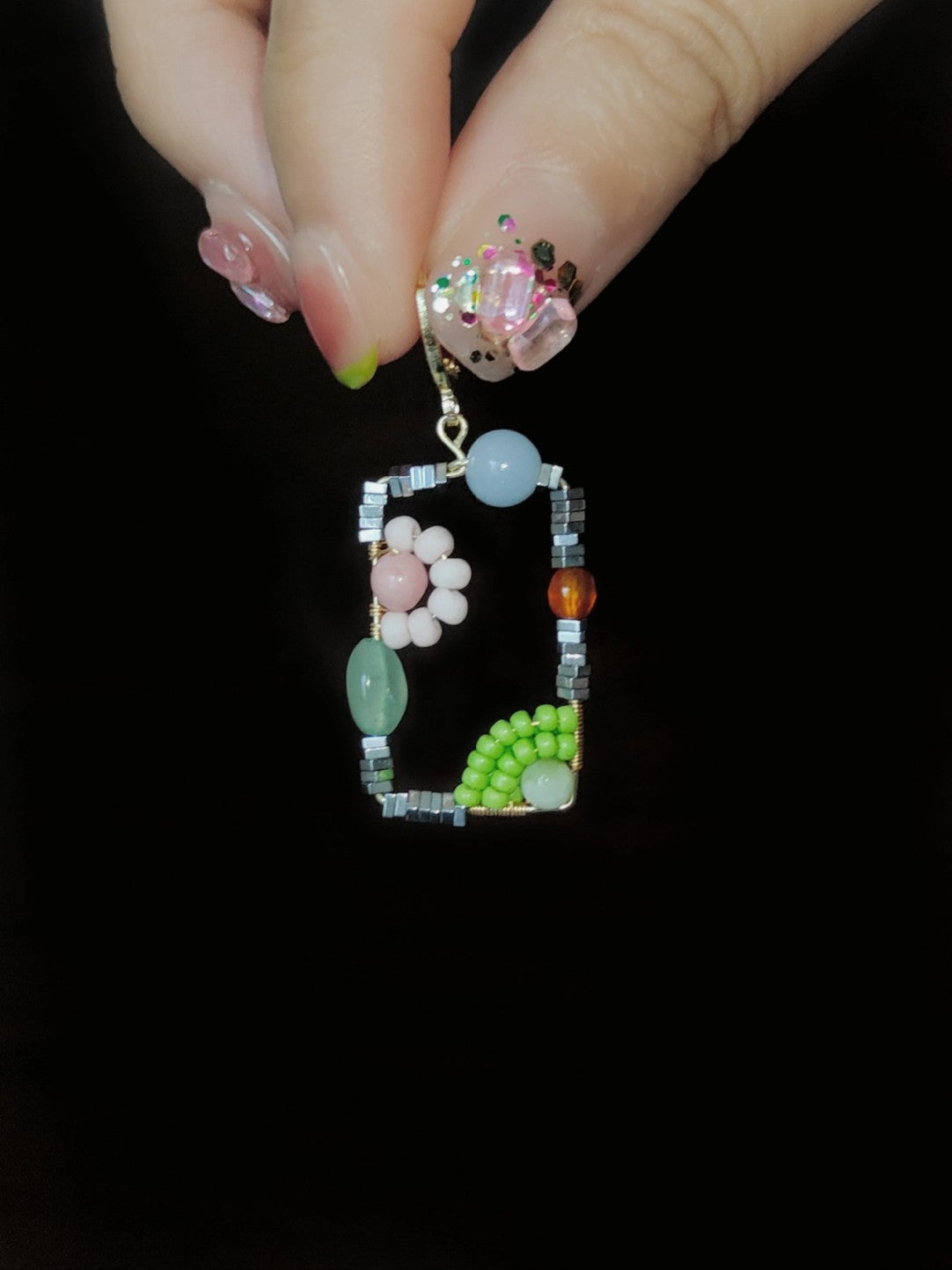 Chinoiserie Natural Jade Square Earrings