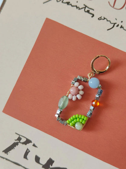 Chinoiserie Natural Jade Square Earrings