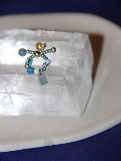 Chinoiserie Natural Jade Twisted Beaded Earrings