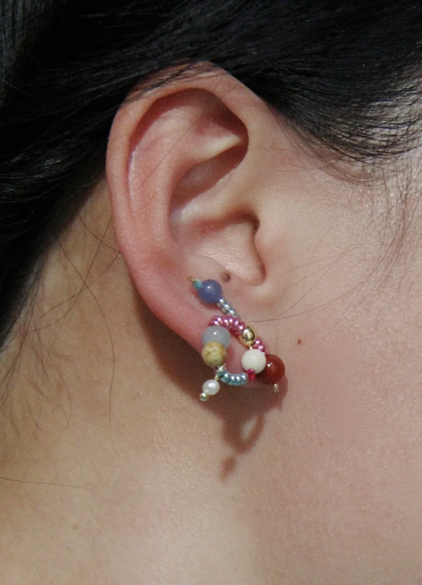 Chinoiserie Natural Jade Twisted Beaded Earrings,Lumivault.