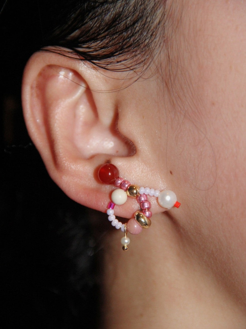 Chinoiserie Natural Jade Twisted Beaded Earrings,Lumivault.