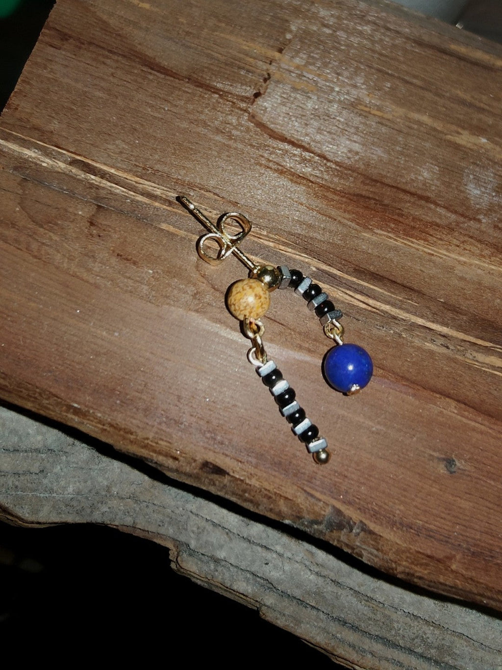 Chinoiserie Natural Lapis Lazuli Beaded Earrings,Lumivault.