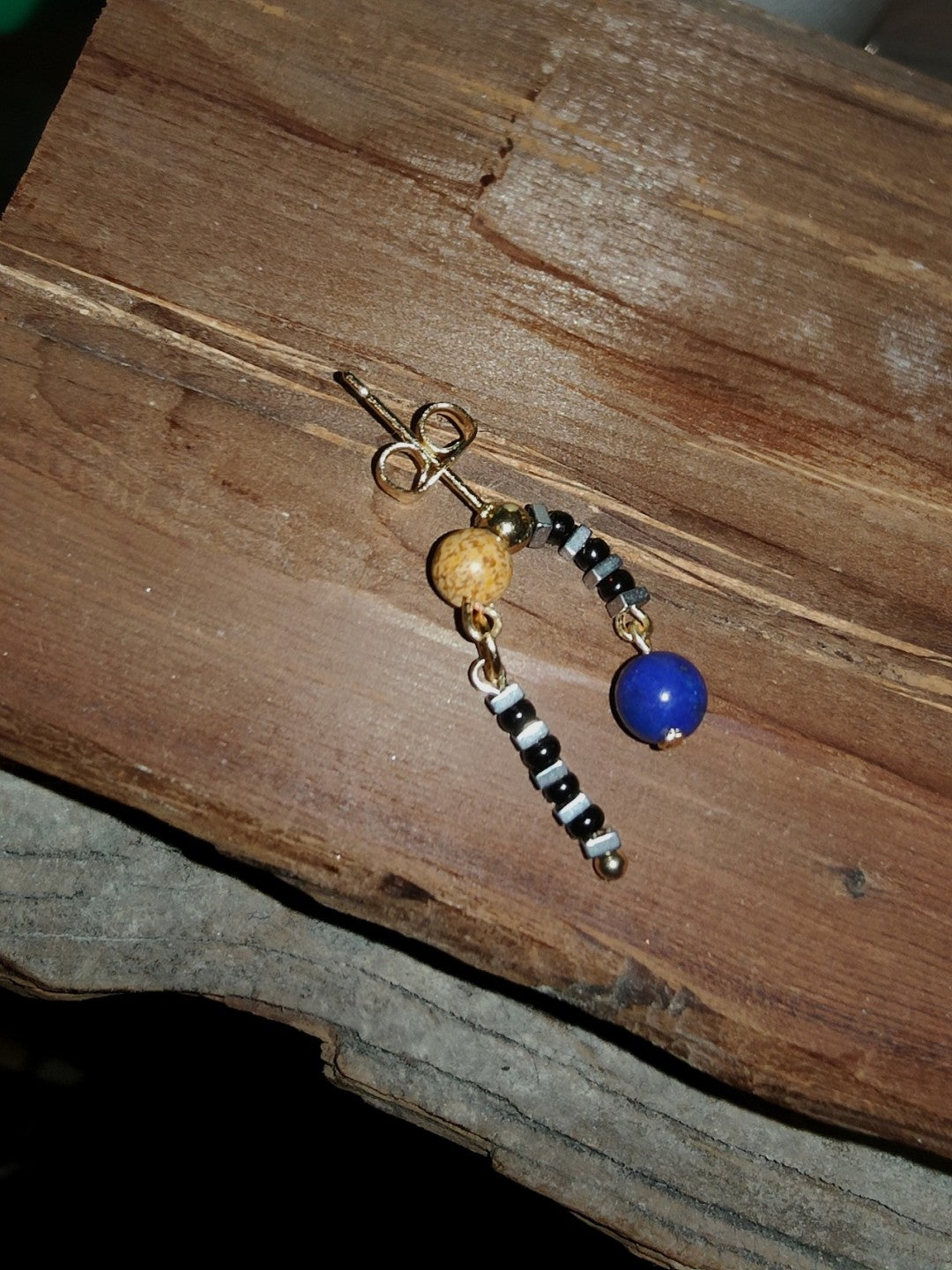 Chinoiserie Natural Lapis Lazuli Beaded Earrings,Lumivault.