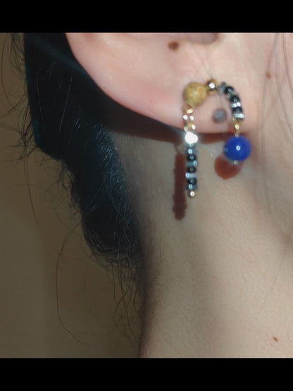Chinoiserie Natural Lapis Lazuli Beaded Earrings