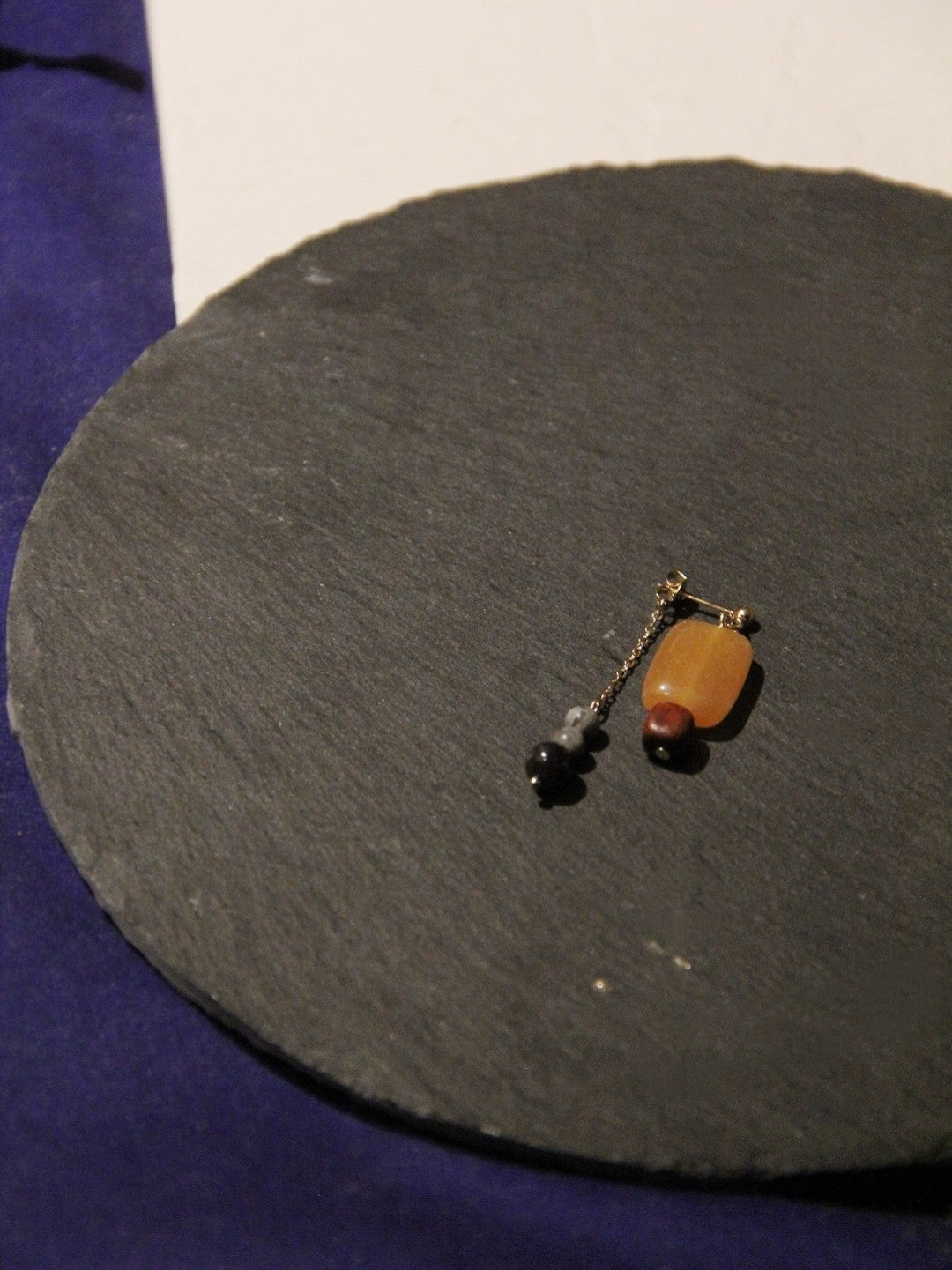 「Chinoiserie」Natural Sandalwood Asymmetric Earrings,Lumivault.