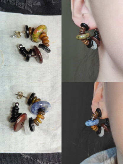 Chinoiserie Natural Sandalwood Hoop Earrings