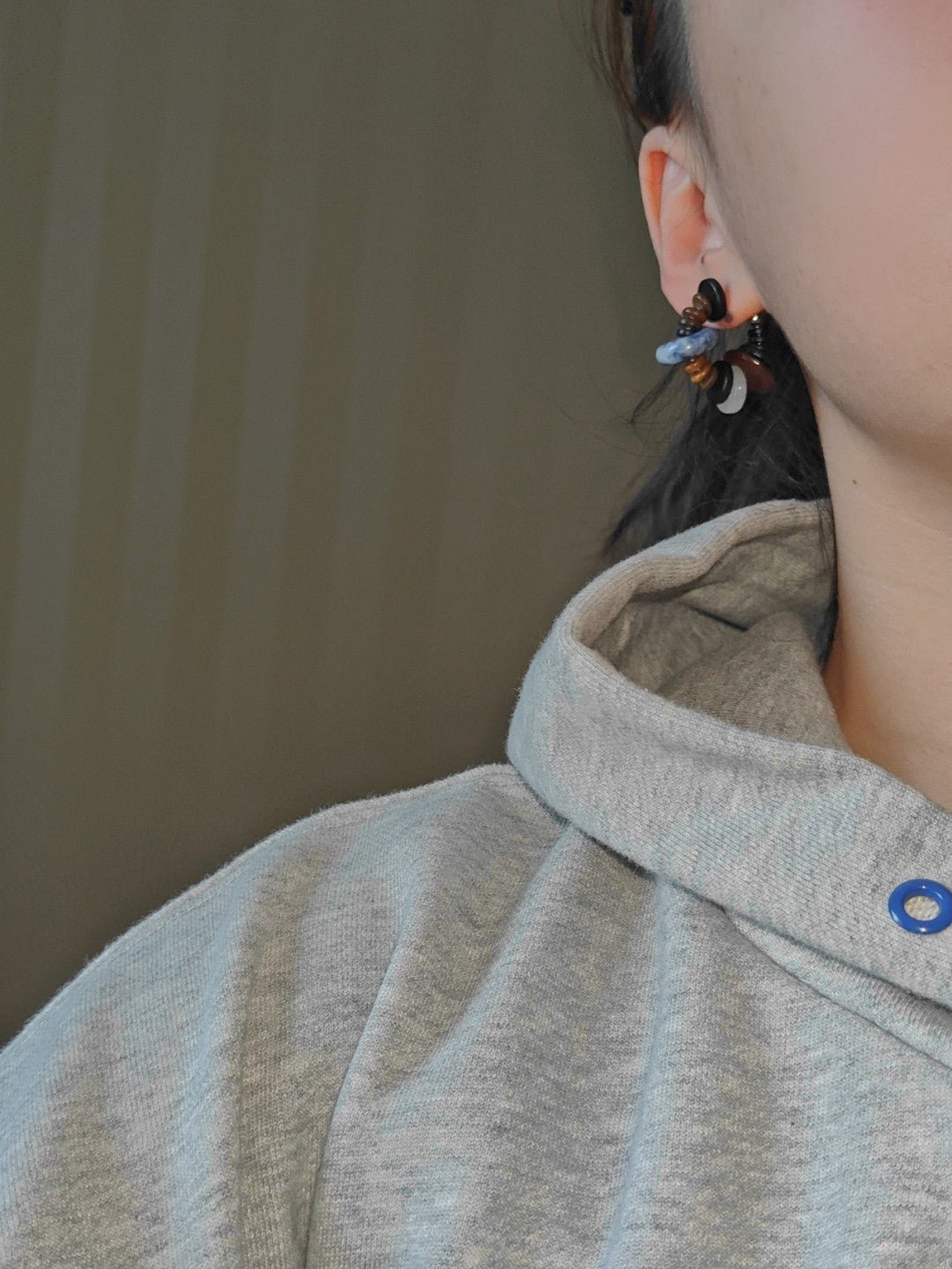 Chinoiserie Natural Sandalwood Hoop Earrings,Lumivault.