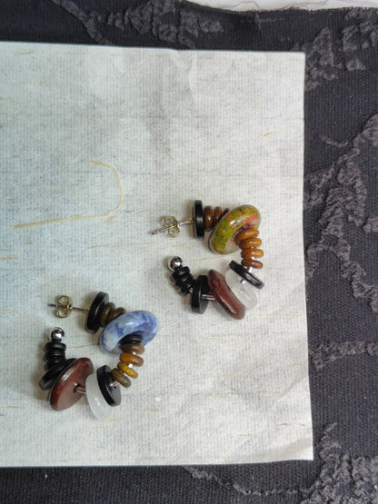 Chinoiserie Natural Sandalwood Hoop Earrings