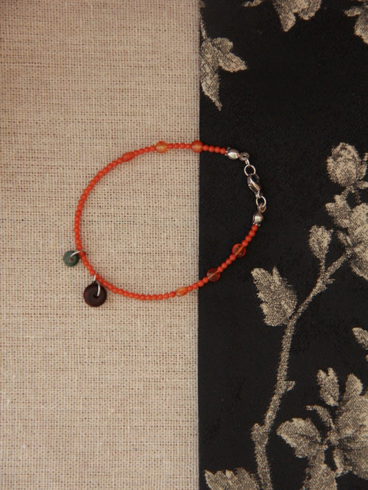 「Chinoiserie」 Natural Stone  Red Green  Bracelet - Lumivault