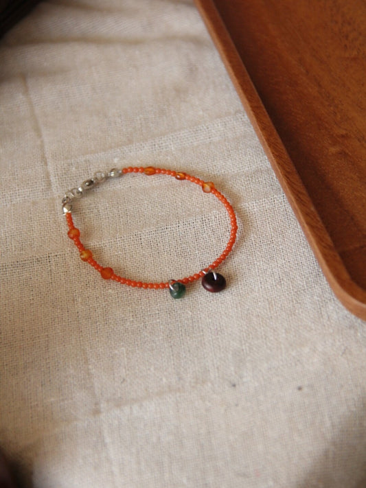 「Chinoiserie」 Natural Stone  Red Green  Bracelet - Lumivault