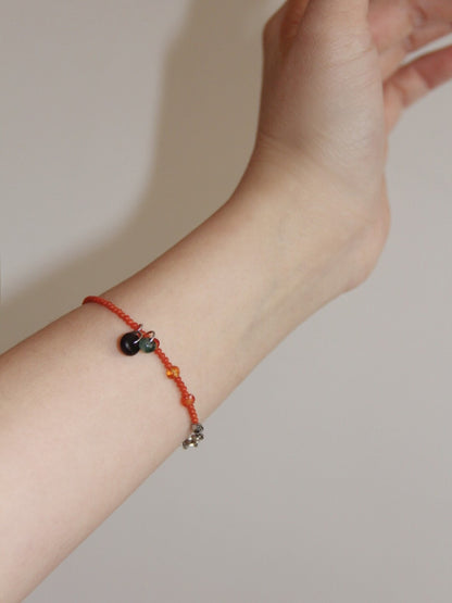「Chinoiserie」 Natural Stone  Red Green  Bracelet - Lumivault