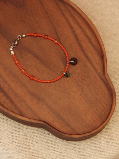 「Chinoiserie」 Natural Stone  Red Green  Bracelet - Lumivault