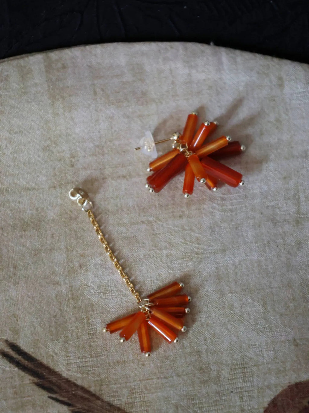 Chinoiserie New Year Red Firecrackers Earrings,Lumivault.