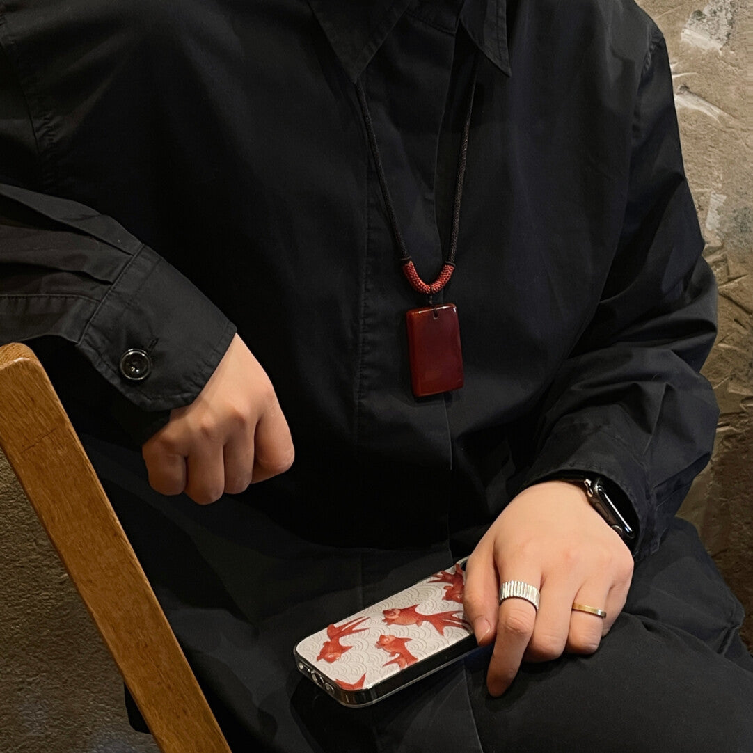 「Chinoiserie」Ping An Red Agate Necklace,Lumivault.